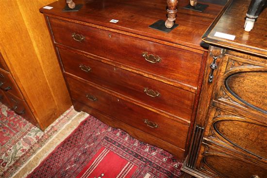 A plain oak three drawer chest